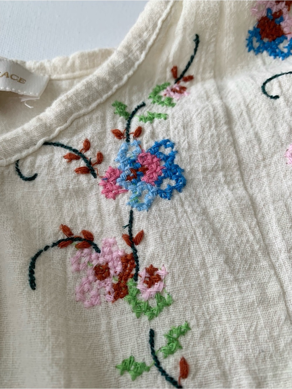 Jennifer Grace Y2K Embroidered Ruffle Sleeve Top Size XL Boho Floral Cottagecore - Picture 8 of 13